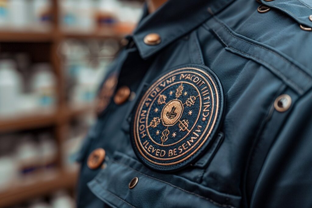Personnalisez vos badges pharmacien avec symbole pour une identité professionnelle unique